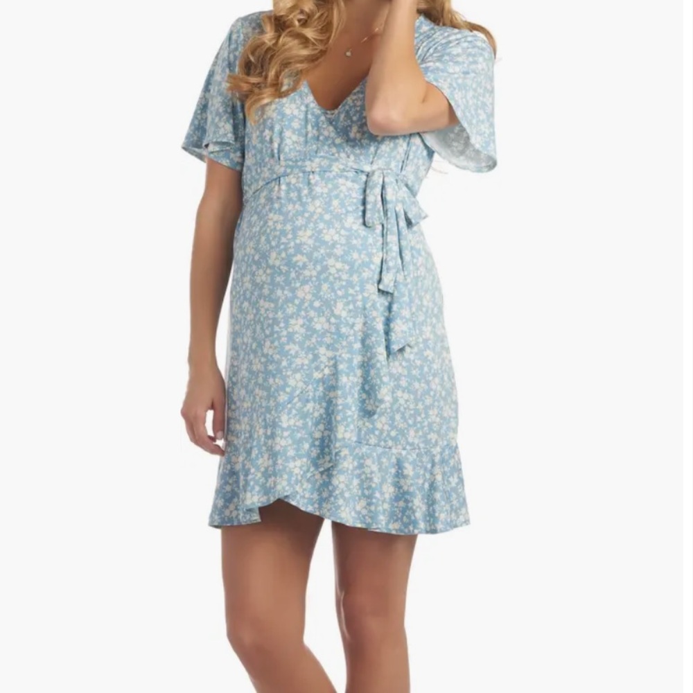 Everly Grey Floral Maternity/Nursing Dress size L